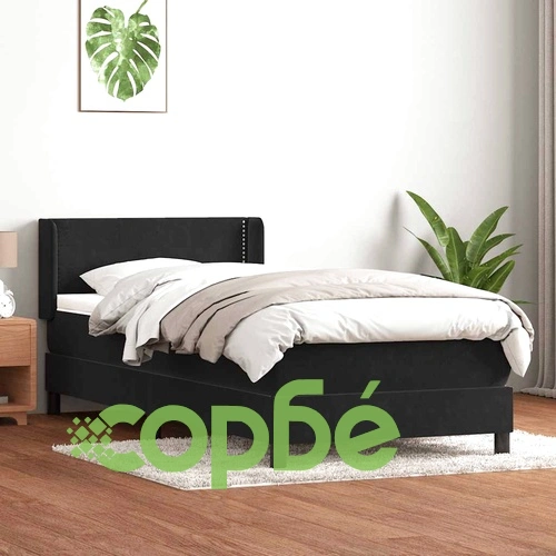 Луксозно Боксспринг Легло с Матрак и Топер, 80x210 см, Черно Кадифе ➤ топ цена ➤ sorbe.bg