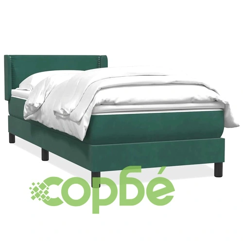 Луксозно Box Spring Легло с Матрак, Тъмнозелено Кадифе, 80x210 см ➤ топ цена ➤ sorbe.bg