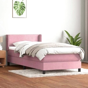 Боксспринг легло с матрак от кадифе, розово, 80x220 cm