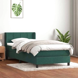 Луксозно Box Spring Легло с Покет Матрак 80x210 см - Тъмнозелено Кадифе