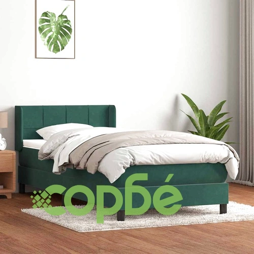 Луксозно Box Spring Легло с Покет Матрак 80x210 см - Тъмнозелено Кадифе ➤ топ цена ➤ sorbe.bg