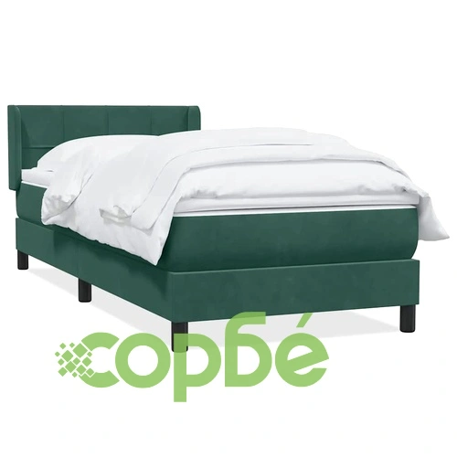 Луксозно Box Spring Легло с Покет Матрак 80x210 см - Тъмнозелено Кадифе ➤ топ цена ➤ sorbe.bg