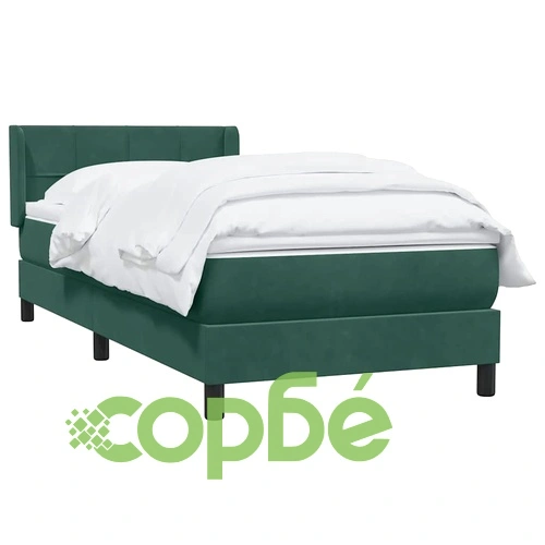 Луксозно Box Spring Легло с Покет Матрак 80x210 см - Тъмнозелено Кадифе ➤ топ цена ➤ sorbe.bg