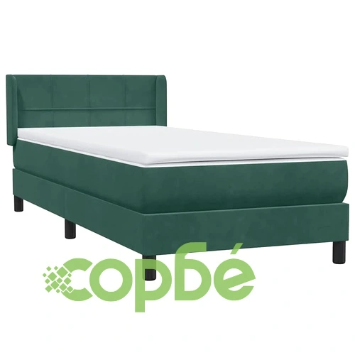 Луксозно Box Spring Легло с Покет Матрак 80x210 см - Тъмнозелено Кадифе ➤ топ цена ➤ sorbe.bg
