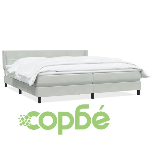 Луксозно Боксспринг Легло с Матрак от Кадифе, Светлосиво, 200x210 см ➤ топ цена ➤ sorbe.bg