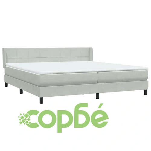 Луксозно Боксспринг Легло с Матрак от Кадифе, Светлосиво, 200x210 см ➤ топ цена ➤ sorbe.bg