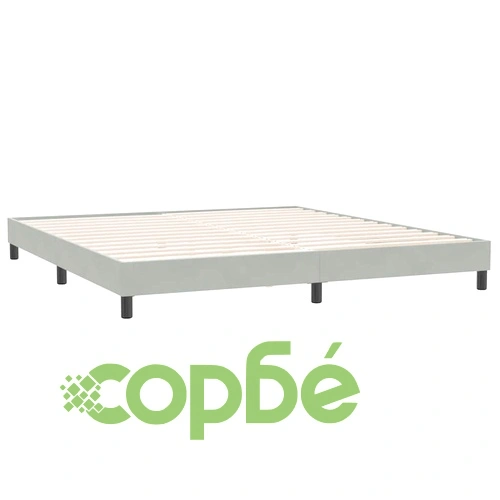 Луксозно Боксспринг Легло с Матрак от Кадифе, Светлосиво, 200x210 см ➤ топ цена ➤ sorbe.bg