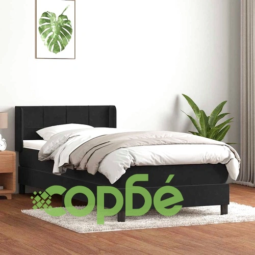 Боксспринг легло с матрак от кадифе, черно, 90x220 см ➤ топ цена ➤ sorbe.bg