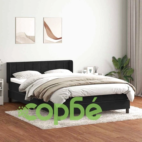 Боксспринг легло с матрак, черно, 140x220 см, кадифена тапицерия ➤ топ цена ➤ sorbe.bg