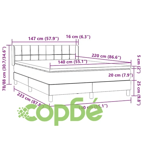 Боксспринг легло с матрак, черно, 140x220 см, кадифена тапицерия ➤ топ цена ➤ sorbe.bg