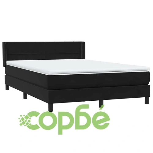 Боксспринг легло с матрак, черно, 140x220 см, кадифена тапицерия ➤ топ цена ➤ sorbe.bg