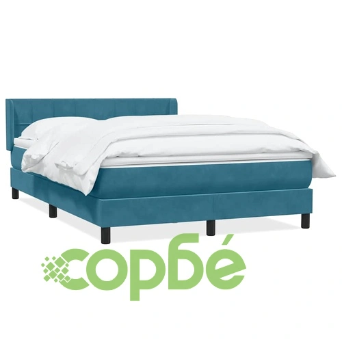 Боксспринг легло с матрак от кадифе, тъмносиньо, 140x220 cm ➤ топ цена ➤ sorbe.bg
