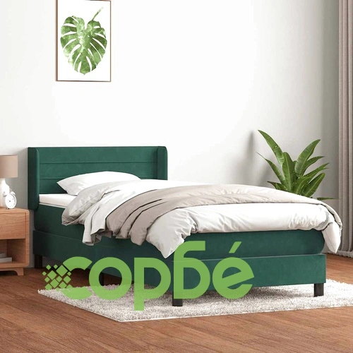 Луксозно Box Spring Легло с Матрак от Кадифе, Тъмнозелено, 80x210 см ➤ топ цена ➤ sorbe.bg