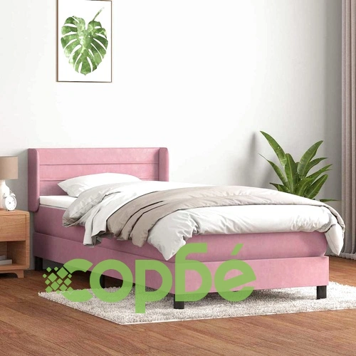 Луксозно Боксспринг Легло с Матрак, Розово Кадифе, 80x210 см, Регулируема Табла ➤ топ цена ➤ sorbe.bg