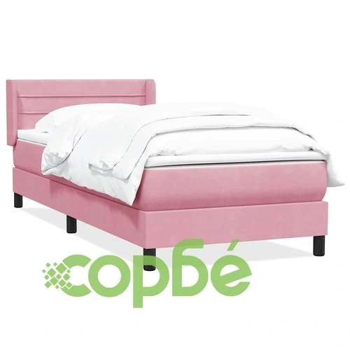 Луксозно Боксспринг Легло с Матрак, Розово Кадифе, 80x210 см, Регулируема Табла ➤ топ цена ➤ sorbe.bg