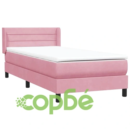 Луксозно Боксспринг Легло с Матрак, Розово Кадифе, 80x210 см, Регулируема Табла ➤ топ цена ➤ sorbe.bg