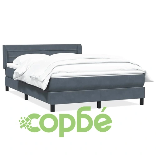 Луксозно Боксспринг Легло с Матрак от Кадифе, Тъмносиво, 140x210 см ➤ топ цена ➤ sorbe.bg