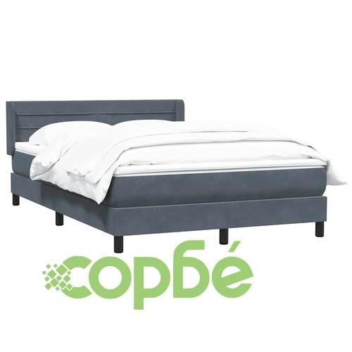 Луксозно Боксспринг Легло с Матрак от Кадифе, Тъмносиво, 140x210 см ➤ топ цена ➤ sorbe.bg