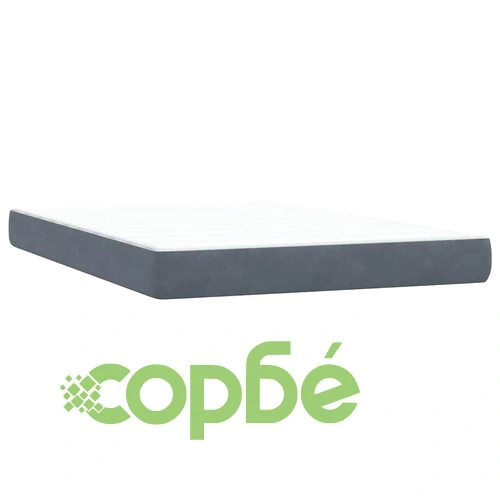 Луксозно Боксспринг Легло с Матрак от Кадифе, Тъмносиво, 140x210 см ➤ топ цена ➤ sorbe.bg