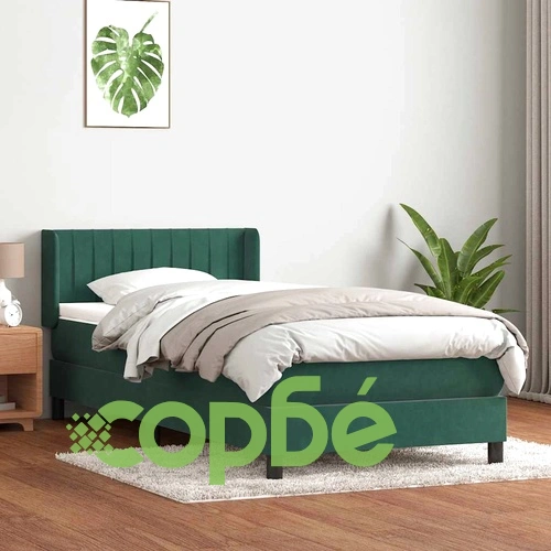 Луксозно Box Spring легло с матрак от кадифе, тъмнозелено, 80x210 cm ➤ топ цена ➤ sorbe.bg