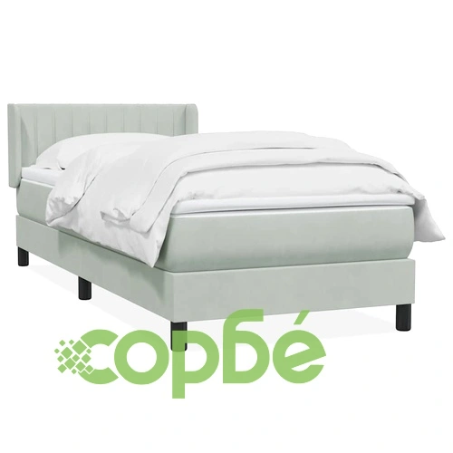 Боксспринг легло с матрак от кадифе, светлосиво, 80x220 см ➤ топ цена ➤ sorbe.bg