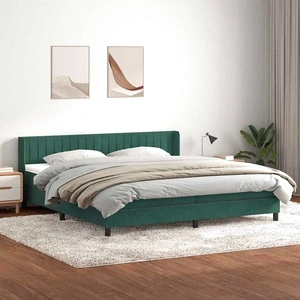 Боксспринг легло с матрак от кадифе 200x220 см, тъмнозелено