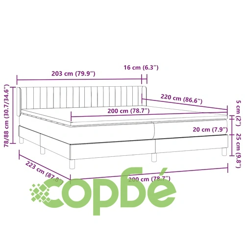Боксспринг легло с матрак от кадифе 200x220 см, тъмнозелено ➤ топ цена ➤ sorbe.bg