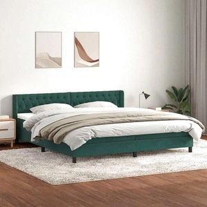 Боксспринг легло с матрак от кадифе, тъмнозелено, 200x210 см