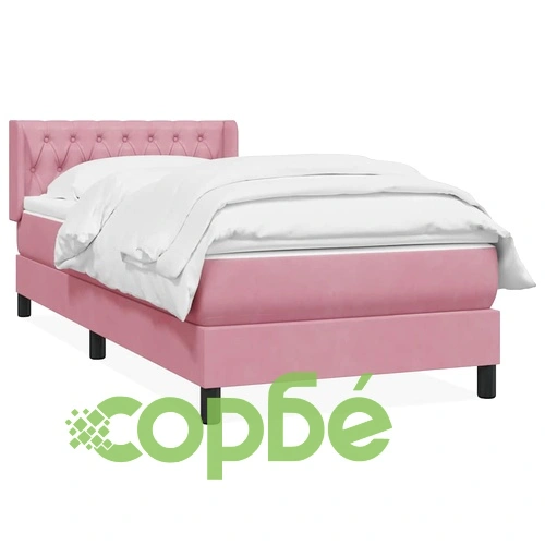 Луксозно Боксспринг Легло с Матрак от Кадифе, Розово, 100x220 см ➤ топ цена ➤ sorbe.bg