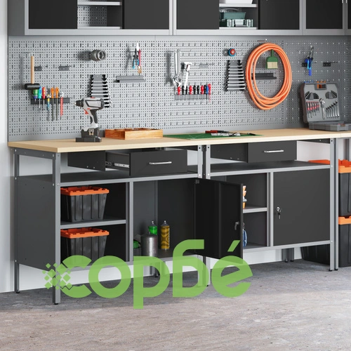 Комплект от 2 метални работни маси в черно 100x55x85 см ➤ топ цена ➤ sorbe.bg