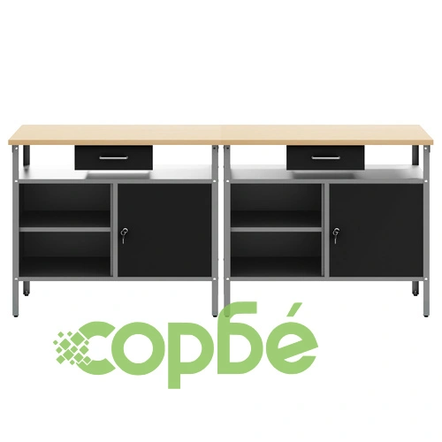 Комплект от 2 метални работни маси в черно 100x55x85 см ➤ топ цена ➤ sorbe.bg