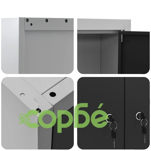 Метален комплект за инструменти - 3 части с шкаф и 2 перфорирани панела, черен, до 15 кг ➤ топ цена ➤ sorbe.bg