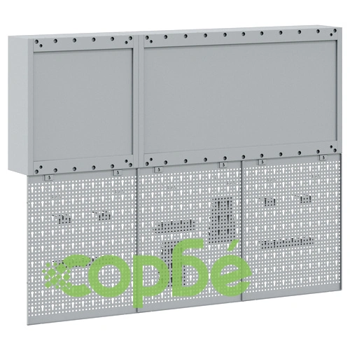 Комплект шкаф с инструменти и стенен панел от 5 части, червен метален ➤ топ цена ➤ sorbe.bg