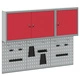 Комплект шкаф с инструменти и стенен панел от 5 части, червен метален
