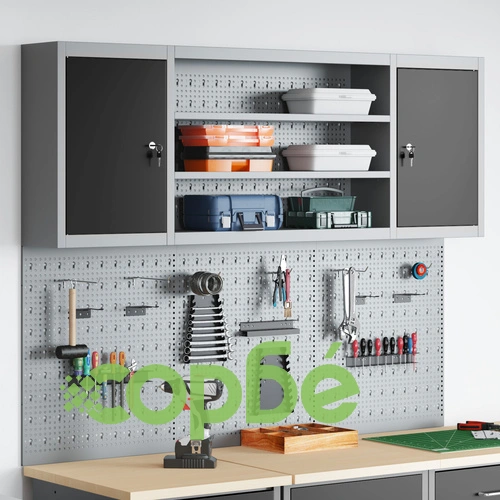 6-Часов Метален Шкаф за Инструменти с Комплект Стенни Панели - Черен ➤ топ цена ➤ sorbe.bg