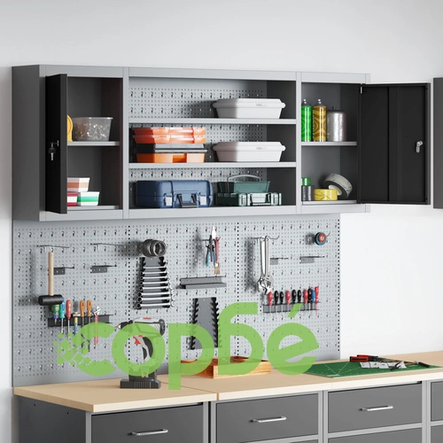 6-Часов Метален Шкаф за Инструменти с Комплект Стенни Панели - Черен ➤ топ цена ➤ sorbe.bg