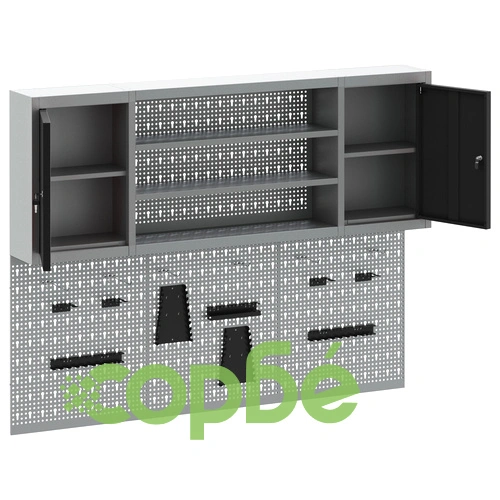 6-Часов Метален Шкаф за Инструменти с Комплект Стенни Панели - Черен ➤ топ цена ➤ sorbe.bg