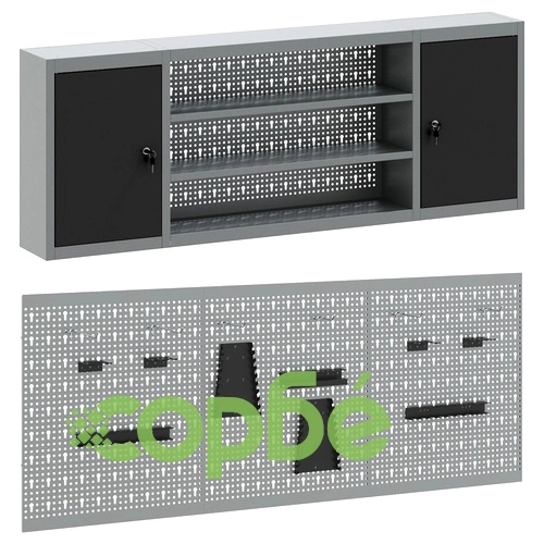 6-Часов Метален Шкаф за Инструменти с Комплект Стенни Панели - Черен ➤ топ цена ➤ sorbe.bg