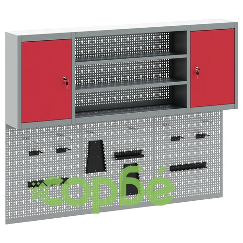 Метален Комплект за Стена с 6 Части - Червен Инструментен Шкаф с Перфорирани Панели ➤ топ цена ➤ sorbe.bg