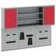 Метален Комплект за Стена с 6 Части - Червен Инструментен Шкаф с Перфорирани Панели