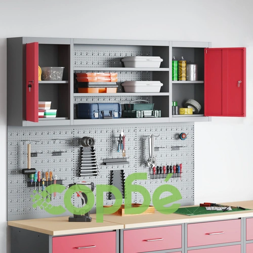 Метален Комплект за Стена с 6 Части - Червен Инструментен Шкаф с Перфорирани Панели ➤ топ цена ➤ sorbe.bg