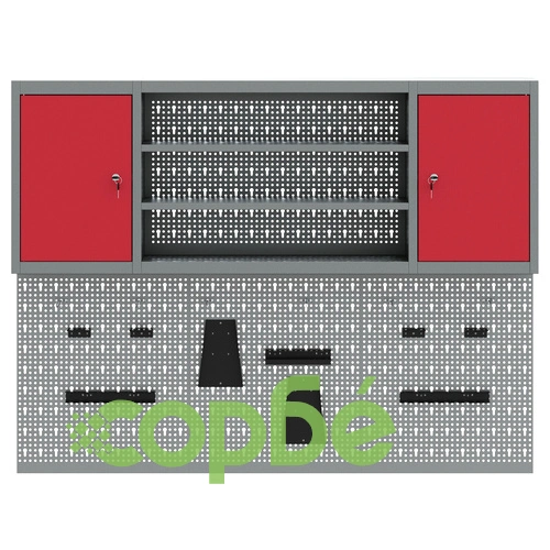 Метален Комплект за Стена с 6 Части - Червен Инструментен Шкаф с Перфорирани Панели ➤ топ цена ➤ sorbe.bg