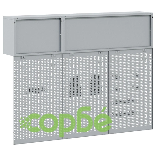 Комплект за стена с инструментален кабинет и пергола от 5 части, черен метал ➤ топ цена ➤ sorbe.bg