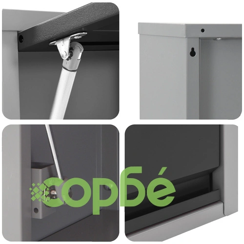 Комплект за стена с инструментален кабинет и пергола от 5 части, черен метал ➤ топ цена ➤ sorbe.bg