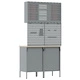 Комплект работна маса от 6 части - червен, метална стомана, 100 x 55 x 200 см