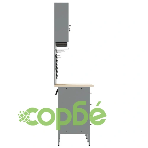 7-членен Комплект Работна Маса от Червена Стомана 200 x 55 x 200 см ➤ топ цена ➤ sorbe.bg