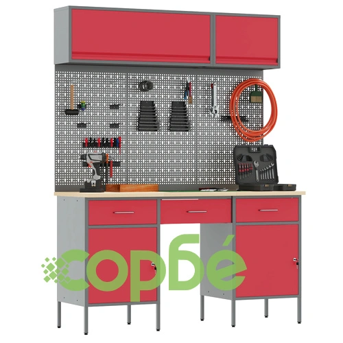 8-Членен Работен Комплект от Червена Стомана - Размери 150 x 55 x 200 см ➤ топ цена ➤ sorbe.bg