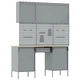 Комплект работен кабинет от 8 части - черен MDF и метал, 150 x 55 x 200 см
