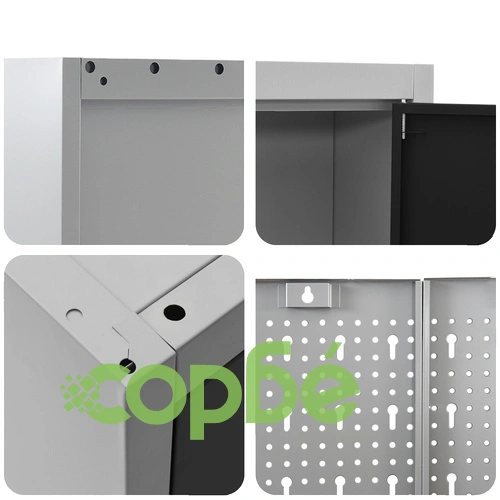 Комплект работен шкаф и стенен панел от 7 части, черен MDF и метал, 150 x 55 x 200 см на топ цена от sorbe.bg Комплект работен шкаф и стенен панел от 7 части, черен MDF и метал, 150 x 55 x 200 см ➤ топ цена ➤ sorbe.bg