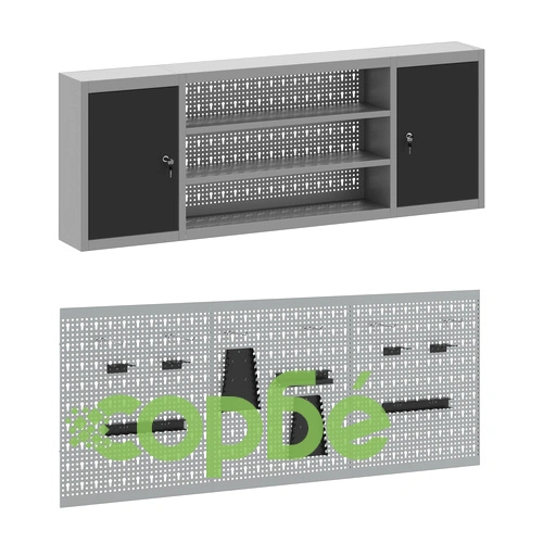 Комплект работен шкаф и стенен панел от 7 части, черен MDF и метал, 150 x 55 x 200 см на топ цена от sorbe.bg Комплект работен шкаф и стенен панел от 7 части, черен MDF и метал, 150 x 55 x 200 см ➤ топ цена ➤ sorbe.bg